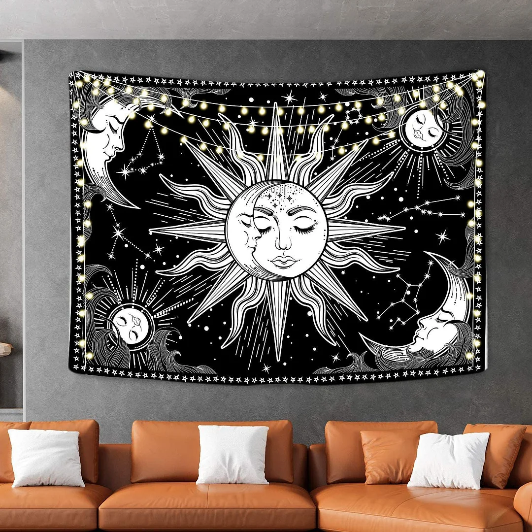 Dropshipping Tarot White Black Sun And Moon Wall Hanging Tapestry Gossip Hippie Rugs Dorm Decor Mandala Bedspread Bedroom Decor