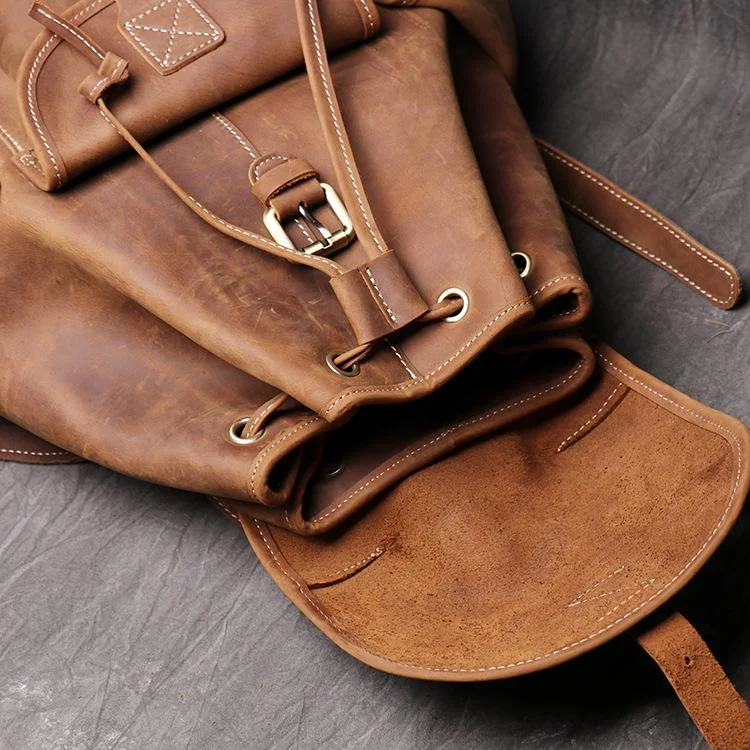 Men's Handmade Leather Travel Backpack