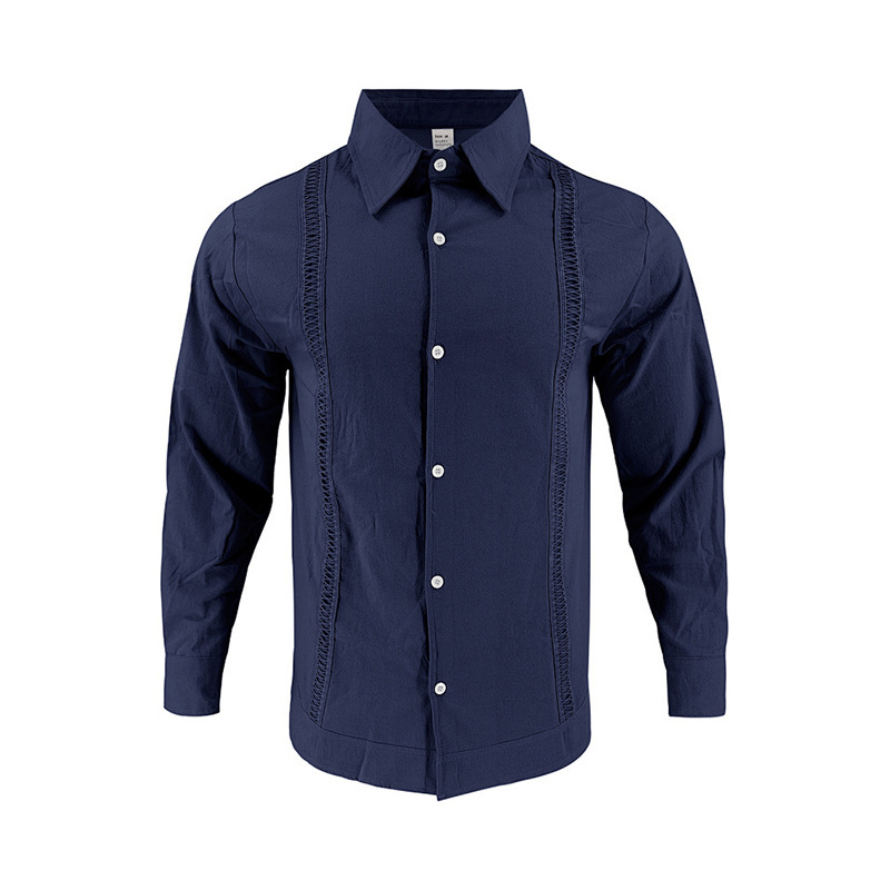 2026 Men’s Long Sleeve Linen Shirt Casual Loose Fit Long Sleeve Button-Up Shirt