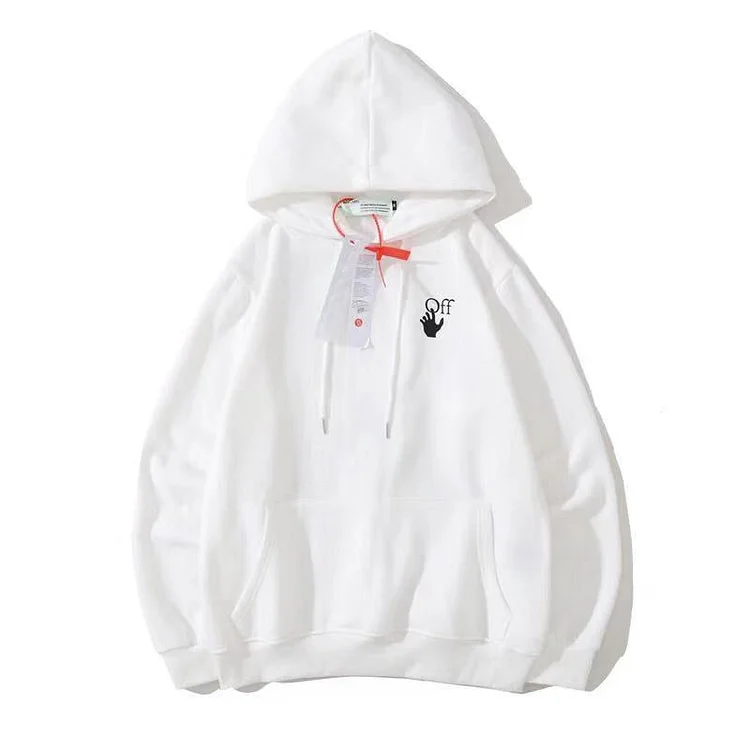 Off White Hoodie Autumn and Winter Palm Letter Arrow Pattern Hooded Fleece Lined Sweater Men and Women Same Style