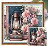 Pink Flowers And Lights-11CT Stamped Cross Stitch 45*45cm/17.72*17.72in tapestrymarket