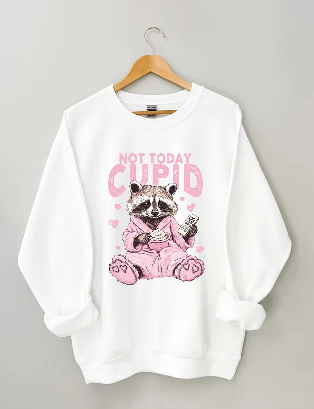 Not Today Cupid Snarky Raccoon Valentine's Day Sweatshirt