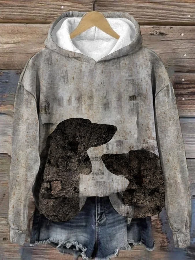 Women's Retro Casual Dog Hoodie