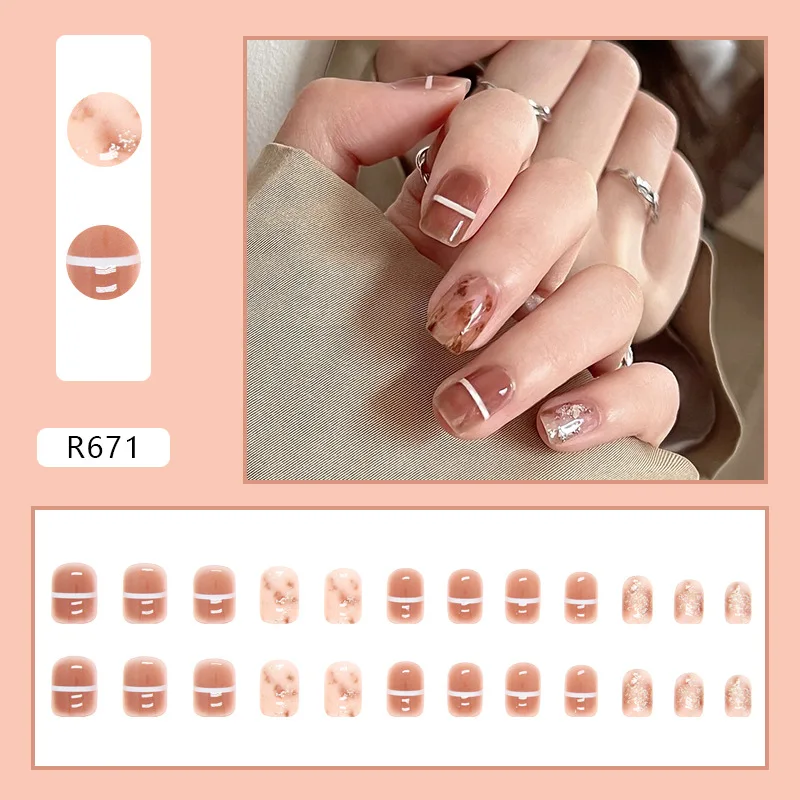 Cnneeds Pink Gradient Coffin Nails – Glossy Press On Nails for Women  