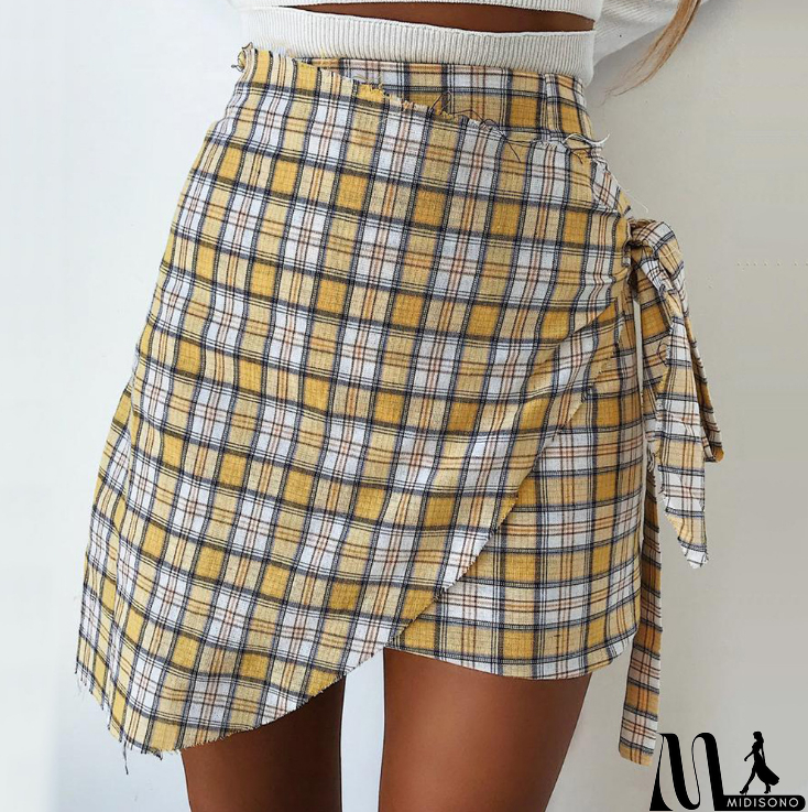 MidiSono - Fashion Chiffon Plaid Skirt