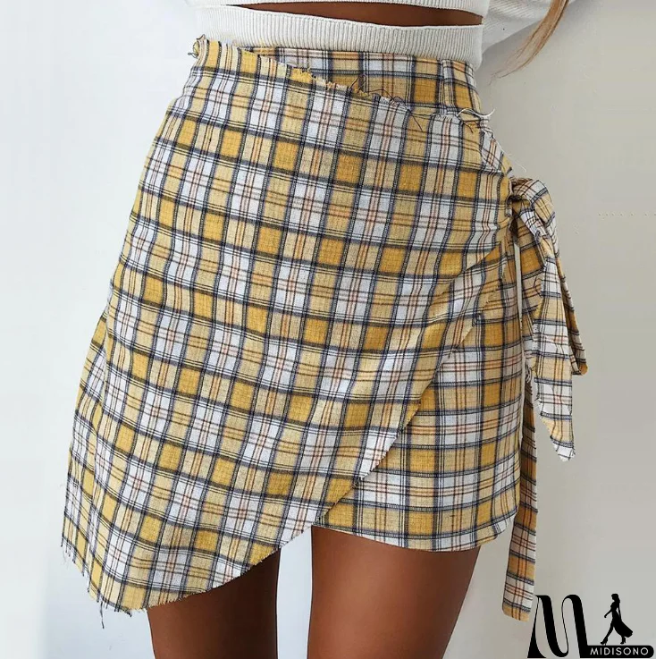 MidiSono - Fashion Chiffon Plaid Skirt