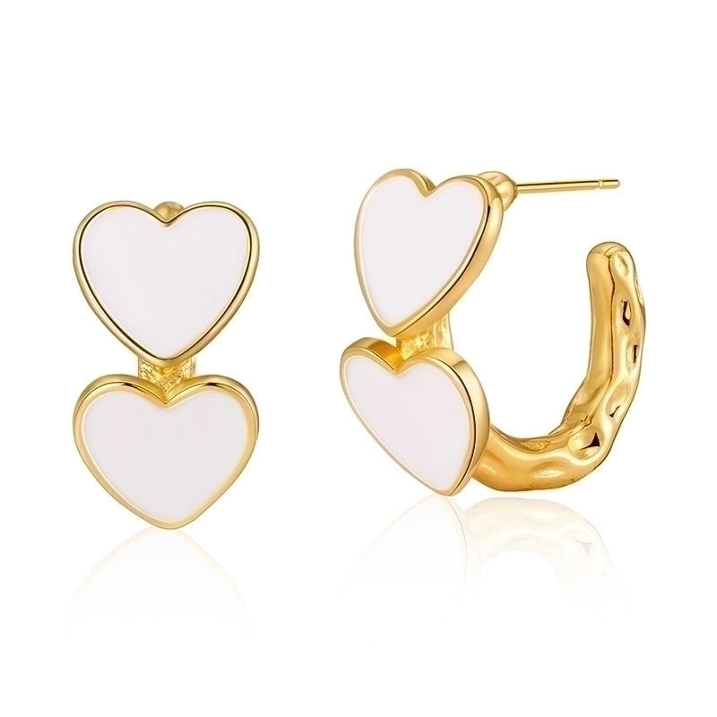 1 Pair Retro Sweet Triangle Devil’s Eye Heart Shape Enamel Plating Inlay Copper Zircon 18k Gold Plated Ear Studs