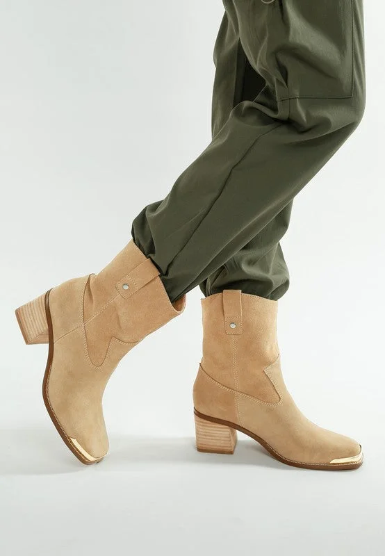 Suede Square Toe Ankle Boots