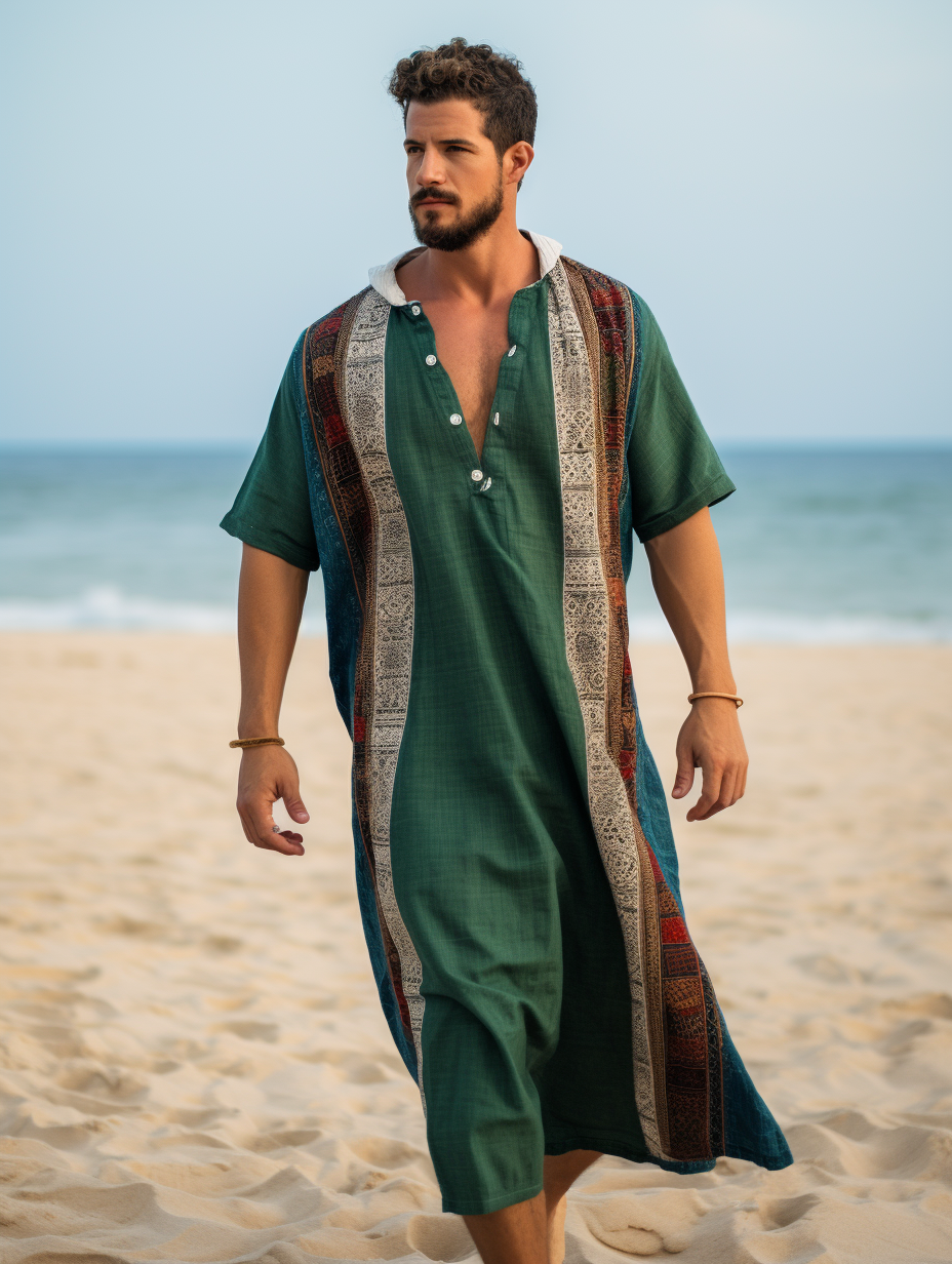 Men's Ethnic V-neck Long Kaftan