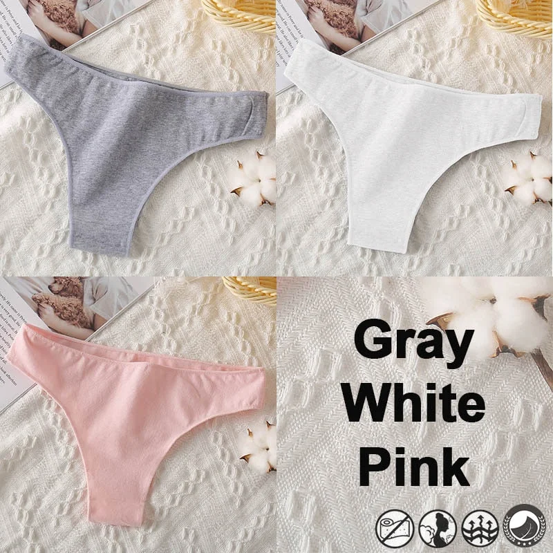 M-XXL Cotton Panties Women's Thong Briefs Cotton Underwear Sexy Lingerie Panties Female Underpants G-String Girl Pantys 3PCS/Set