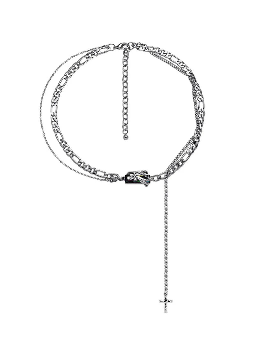 Double-layer Thick Chain Stacked Gemstone Necklace For Women In Autumn Light Luxury Niche Ins Style Hip-hop Trendy Snake Bone Chain Sweater Chain / DarkAcademias /Darkacademias