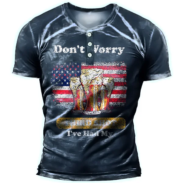 Men's Don't Worry I've Had My Third Shot Print Outdoor Henley Collar T-Shirt