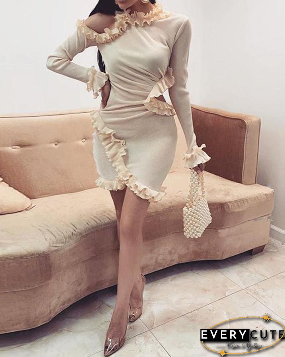 Ruffle Sleeve Bodycon Dress