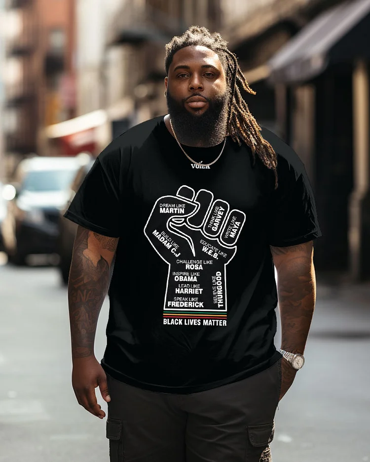 Men's Plus Size Black Lives Matter Crew Neck Short Sleeve T-Shirt