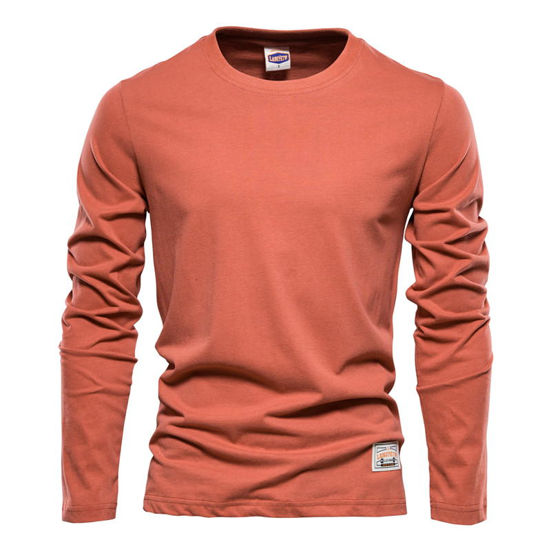 Men Solid 100% Cotton High Quality Long Sleeve T-Shirt | ARKGET