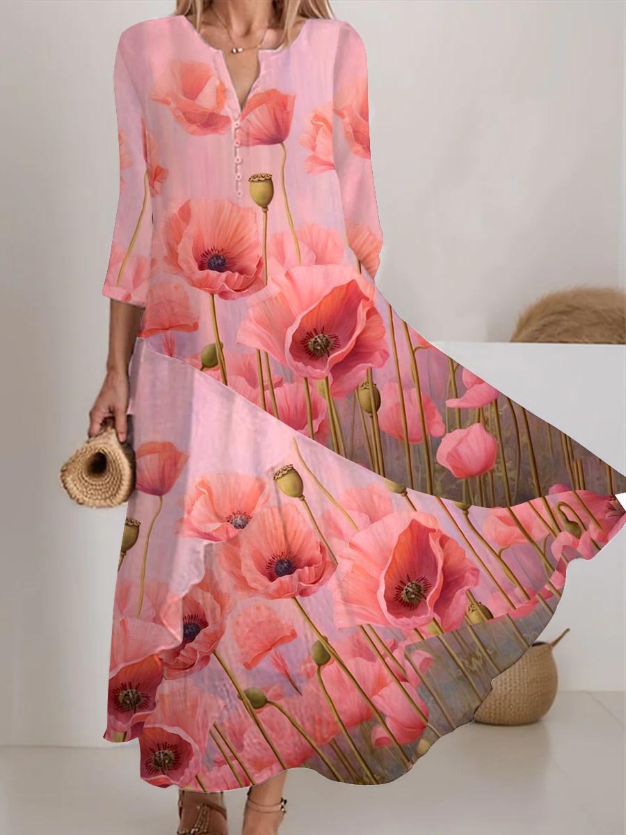 Women's Floral Pattern Flowy Dress