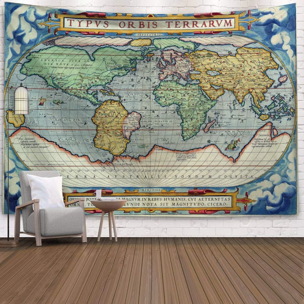 World Map 3D Print Polyester Geometric Wall Hanging Tapestry Decor Oil Painting Beach Towel Sleeping Pad Yoga Blanket Mat