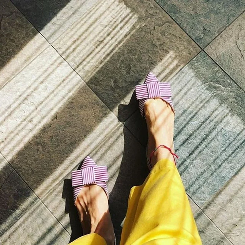 2021summer New Flat Heel Pointed-Toe Bowknot Women's Sandals