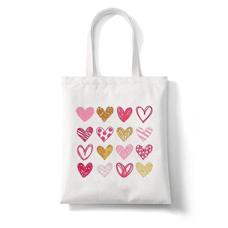 Unisex Canvas Heart Shape Basic Classic Style Square Open Canvas Bag
