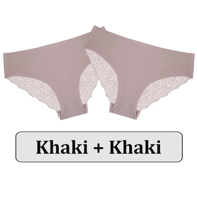 2PCS/Set Lace Panties Women Underwear Seamless Lingerie Sexy Panties Female Underpants Briefs Floral Lace Patchwork Woman Pantys