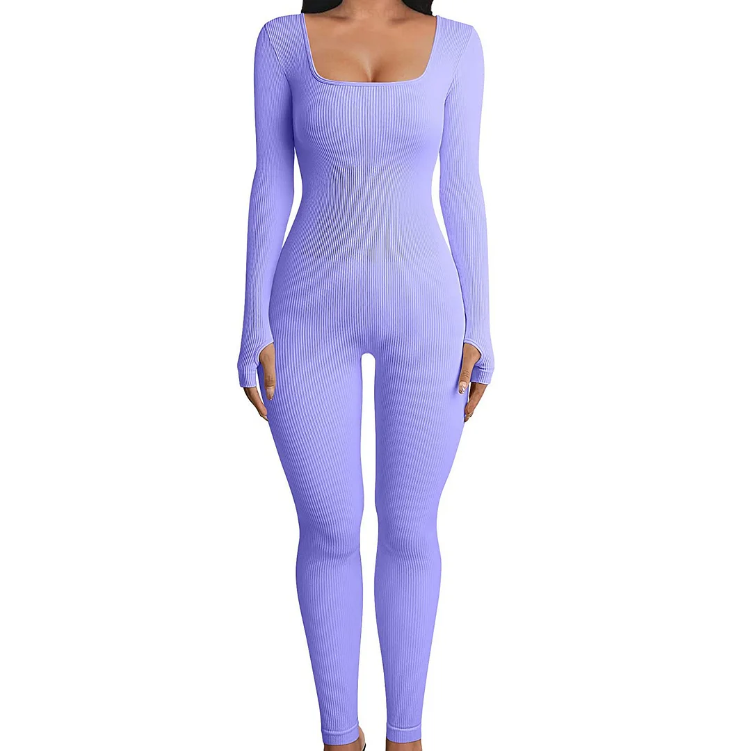 Nigikala Nigikala And Summer Threaded Collar Hips Sexy Yoga Sports Long-Sleeved Short-Sleeved Jumpsuit Trousers Woman
