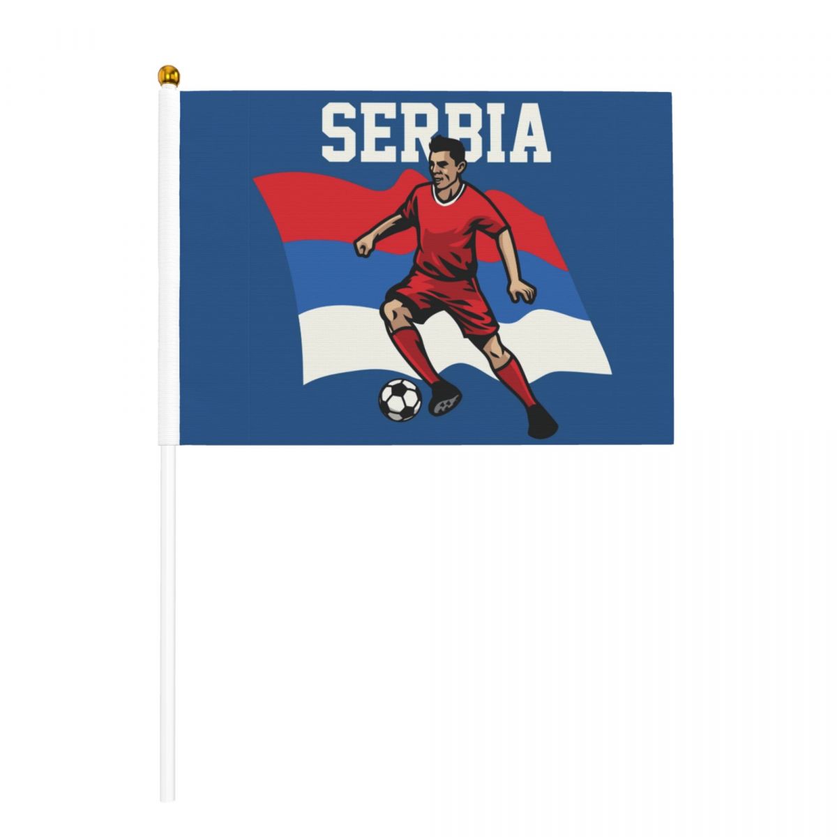 Serbia Soccer Player Hand Held Small Miniature Flags on Stick