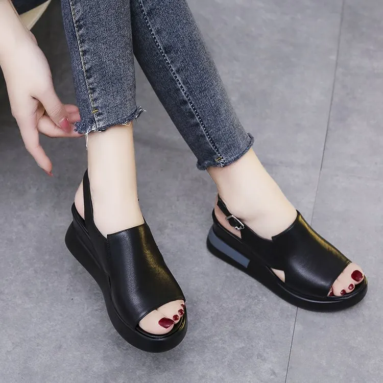 Breakj Breakj Cake Thick Bottom Heel Shoes Women Wear 2025 After The Empty Word Buckle Cool Slippers Large Size High Heel Sandals Women