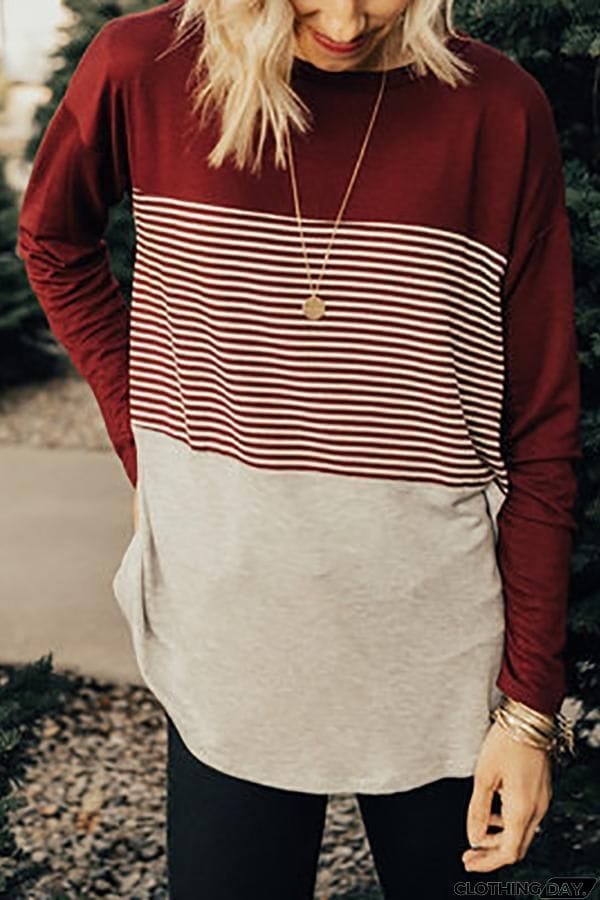 Striped Colorblock T Shirt