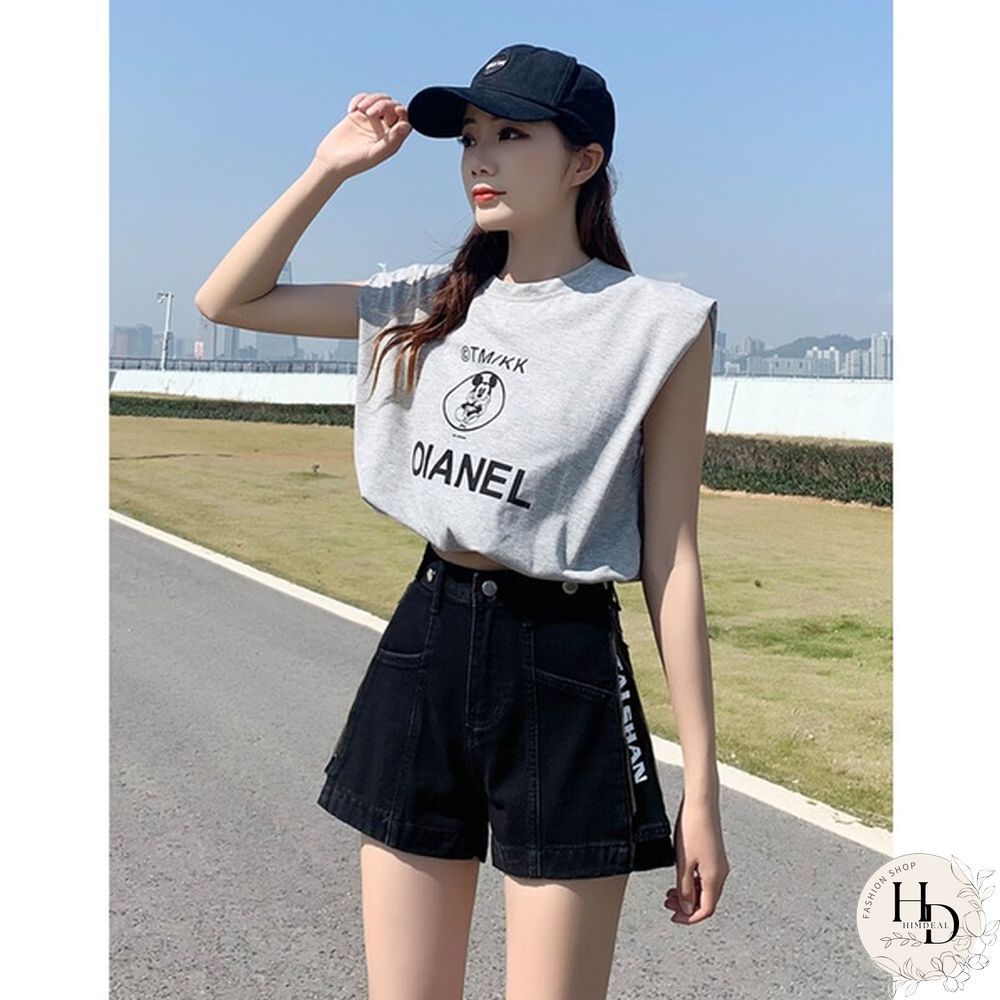 Women's Denim Shorts zipper slit stretch adjustable summer relaxed NEW