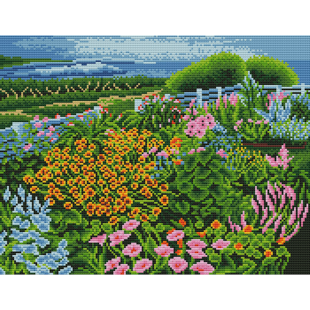 

Flowers - 11CT Stamped Cross Stitch - 45*35CM, 501 Original