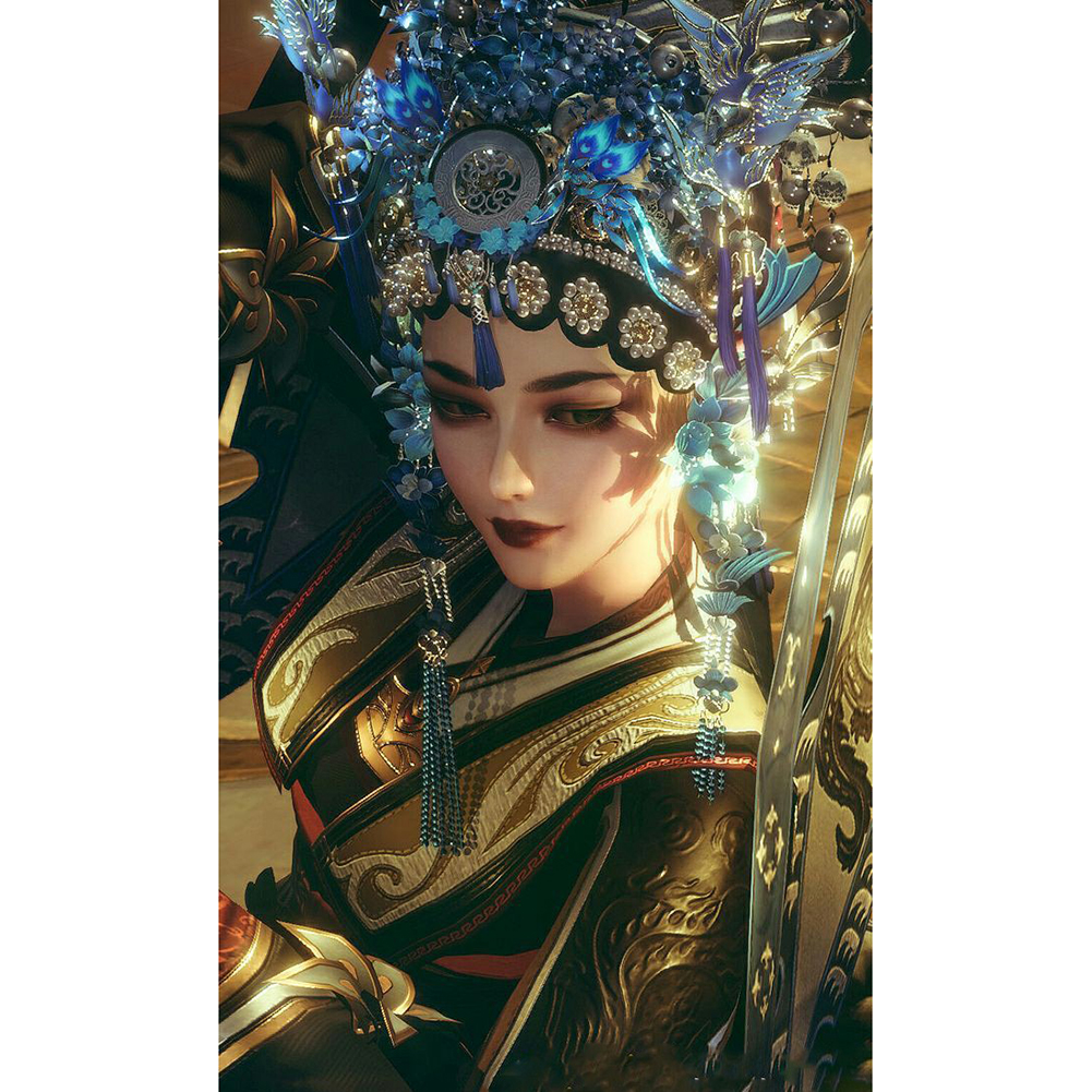 

30*60CM - Round Drill Diamond Painting - Peking Opera Girl, 501 Original