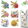 (US Only)6pcs 2D Flat Acrylic Dragonfly DIY Diamond Painting Fridge Magnets Home Decor