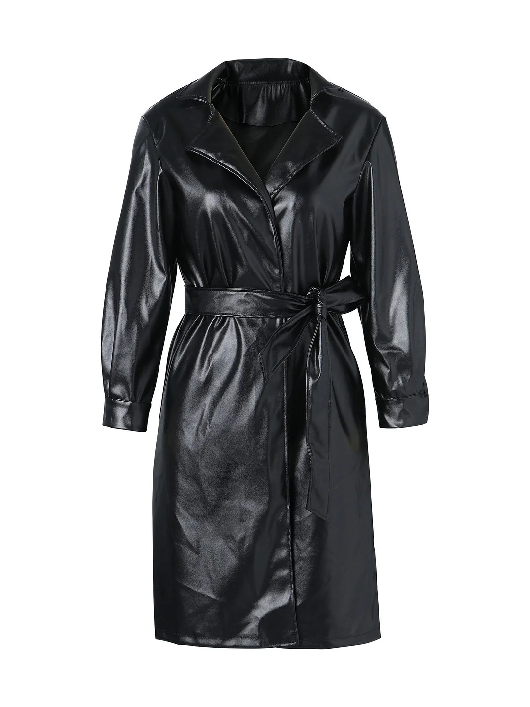 Women Autumn PU Leather Long Sleeve Dress With Belt Black High Waist Sexy V neck Dresses For Office Ladies Elastic Club Outfits