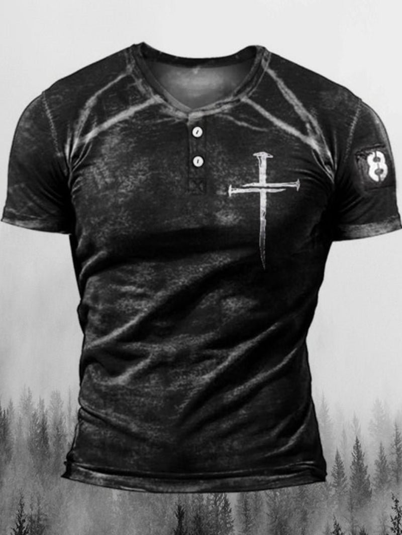 Men's Vintage Front Buttoned T-Shirt
