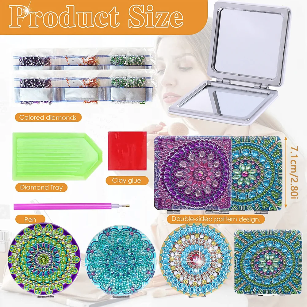 DIY Diamond Art Mosaic Makeup Mirror Paint by Number Kits Mandala