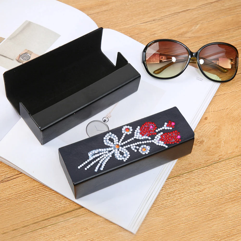 DIY Diamond Painting Leather Eye Glasses Box Travel Sunglasses Storage Case