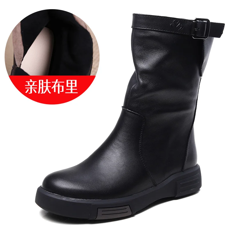 Yyvonne Kraft Retro-Winded Sleet Boots Women Autumn And Winter New Horse Boots Flat-Bottomed Knight Boots Side Zippered Work-In-Work Martin Boots