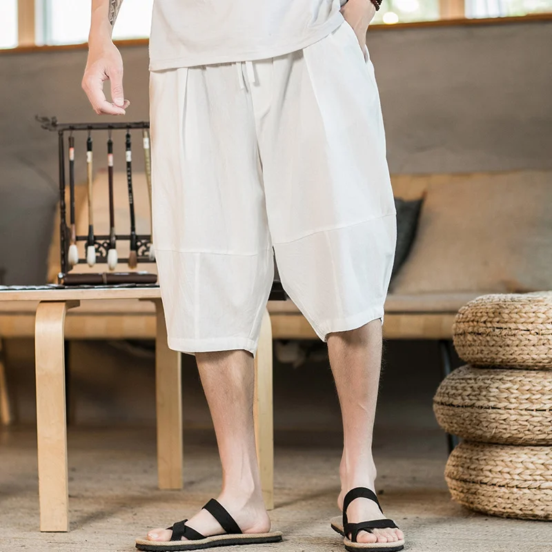 Men's Casual linen loose beach shorts