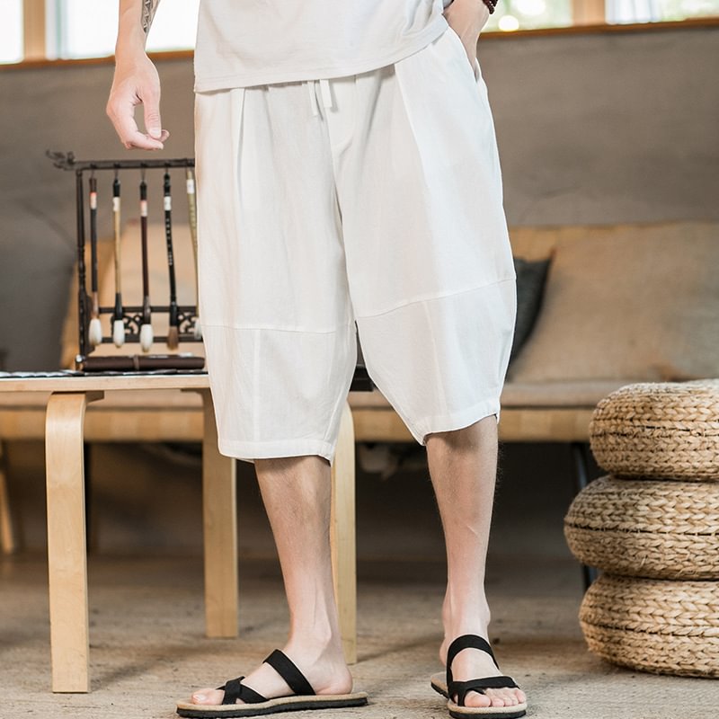 Men's loose linen beach shorts