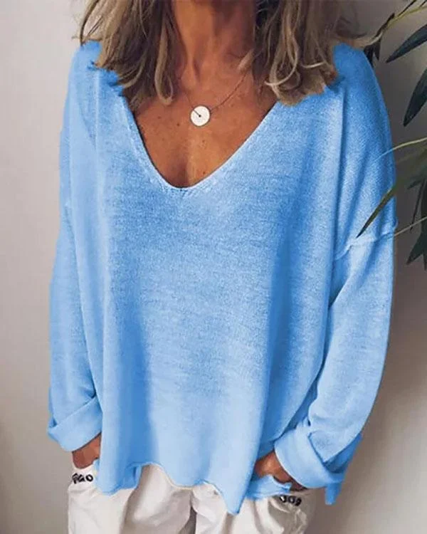 Plus Size Casual Cotton-Blend Long Sleeve Women T-shirts