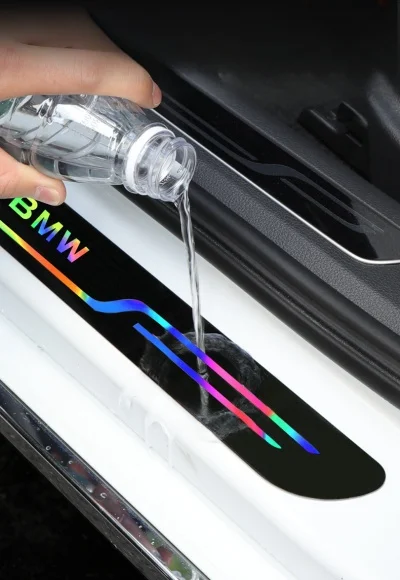Acrylic mirror laser car welcome door sill strip(4PCS)