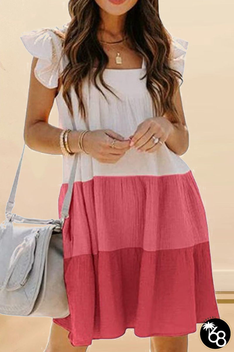 Casual Solid Split Joint Square Collar Cake Skirt Dresses | 168DEAL