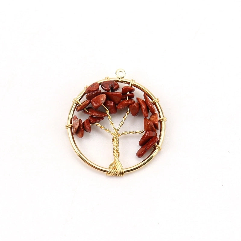 Minimalist Lucky Tree Natural Stone Agate Pendants