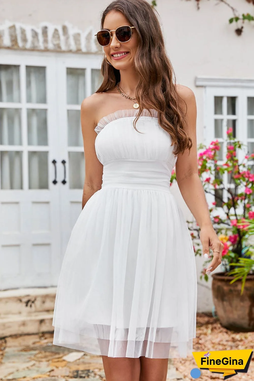 Cute Princess Bandeau White Mini Dress