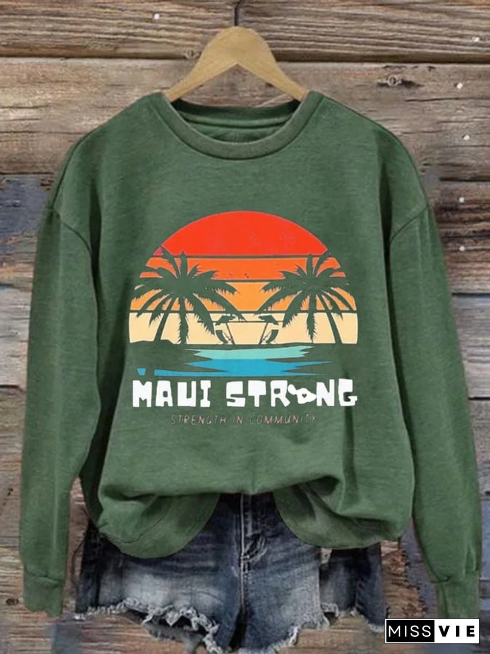 Women'S Maui Strong Print Long Sleeve Sweatshirt