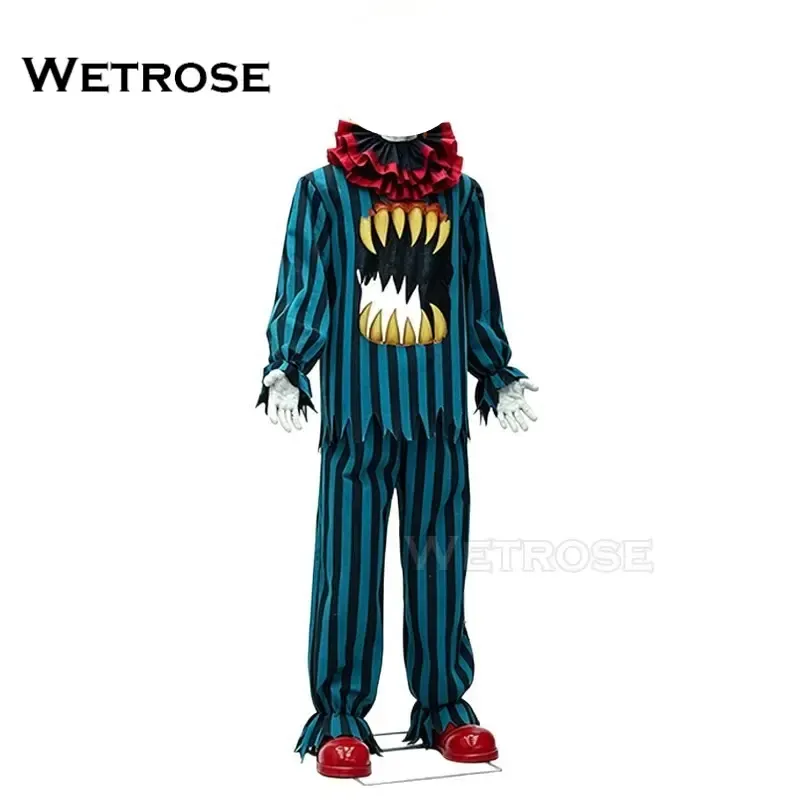 [Wetrose] In Stock Scary Striped Evil Clown Horror Party Outfit Cosplay Costume Halloween Xmas