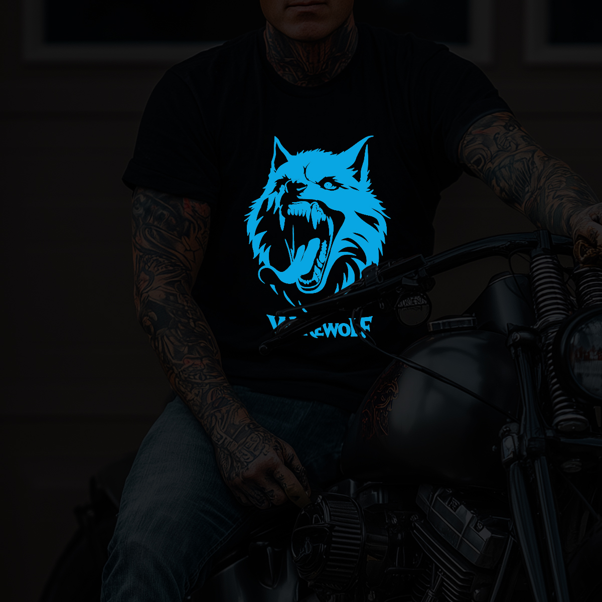 Luminous Wolf Graphic Cotton T-Shirt
