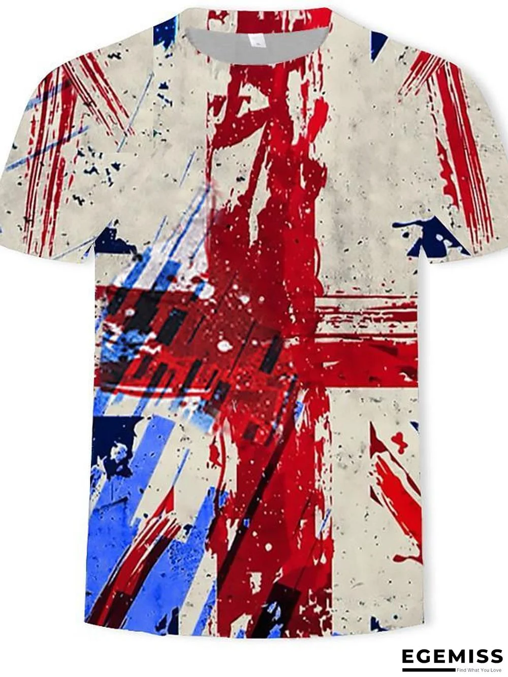 Men's 3D Graphic Print T-shirt Street chic Military Casual / Daily Festival Round Neck Rainbow / Short Sleeve | EGEMISS