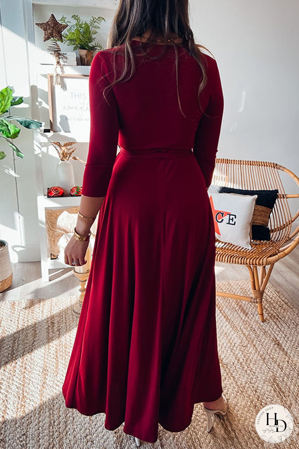 Solid Wrap Maxi Dress