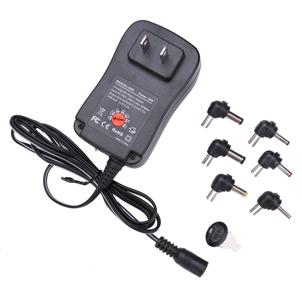 

3-12V Adjustable Power Adapter 30W DC Plug-in Charger w/ USB Port (US Plug, 501 Original